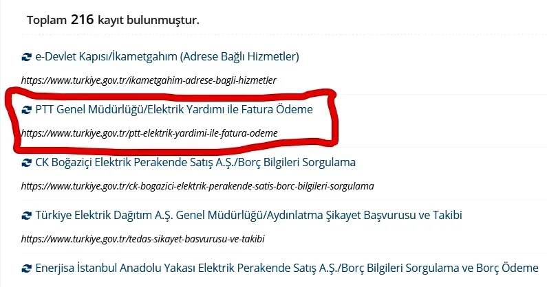 Elektrik Yardımı ile Fatura Ödeme PTT Kart