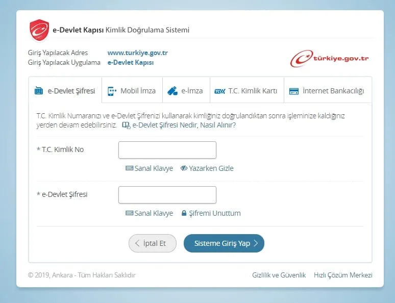 e-devlet giriş sayfası