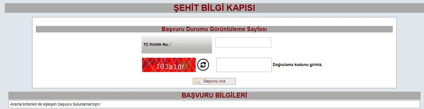 Şehit Başvuru Durumu Öğrenme