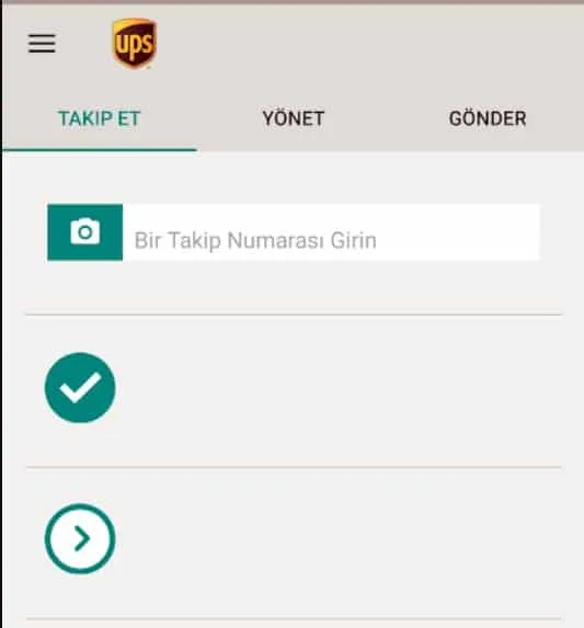 ups kargo mobil uygulama kargo takip ekranı
